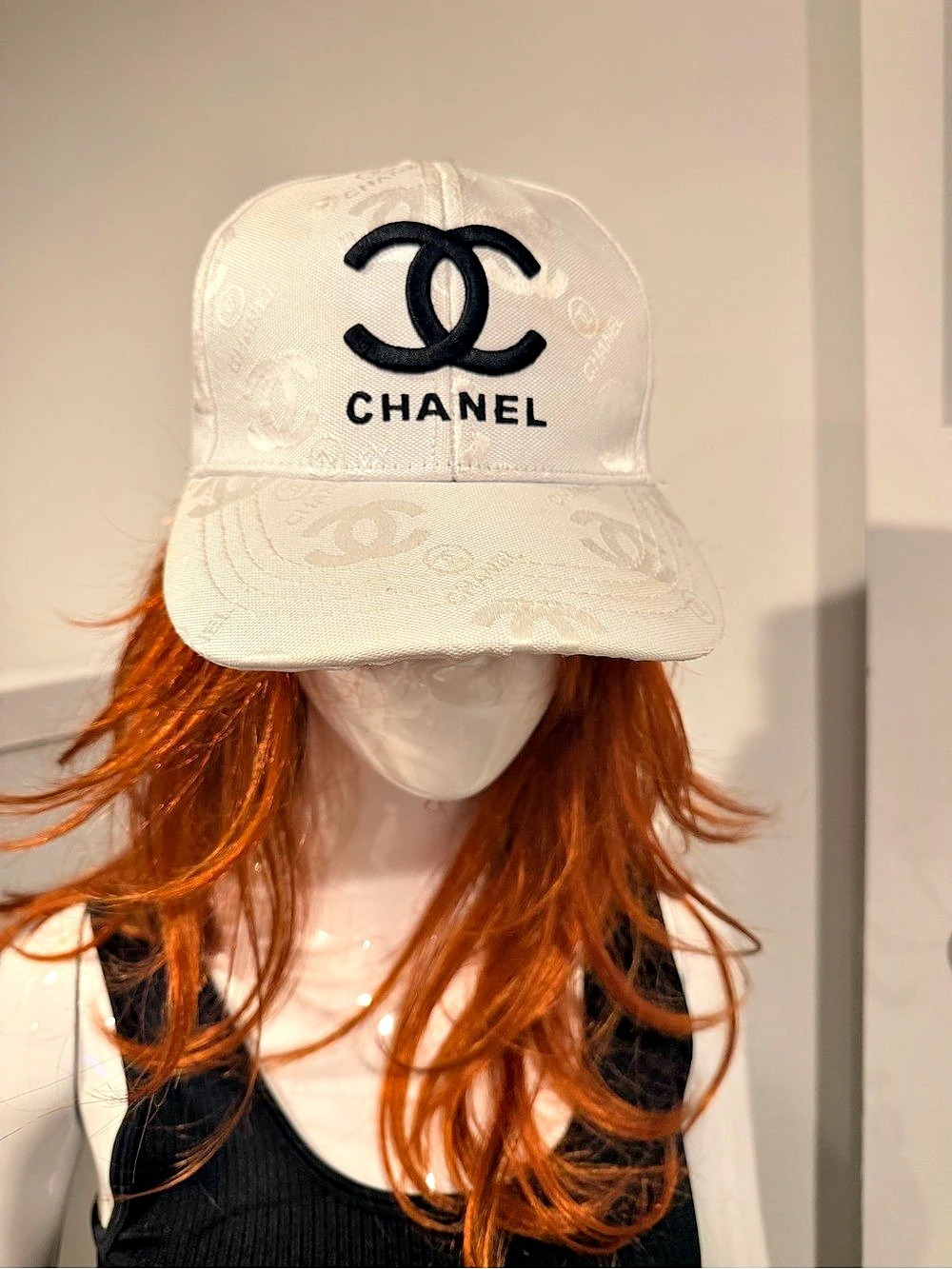 Cursive Logo Cotton Canvas Baseball Cap White